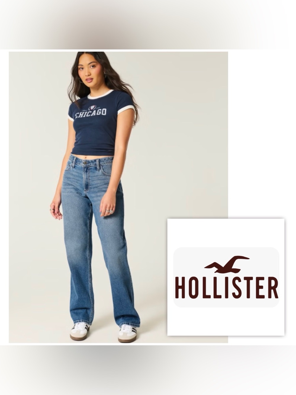 NWT Hollister Women PLUS W 35 Ultra High Rise Dad Jeans straight leg short